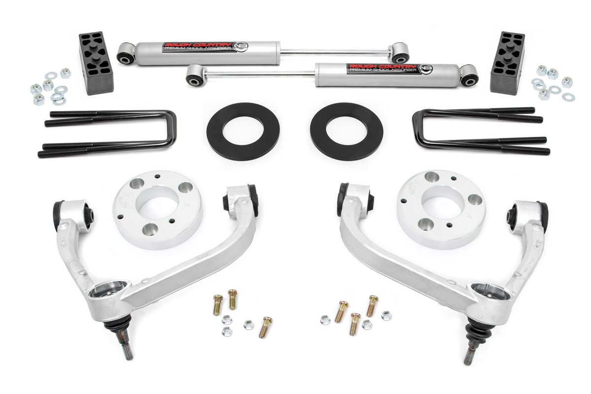 Ford F-150 Suspension Lift Kit - Rough Country - Premium Forged Aluminum Control Arms - Red - '09-'13
